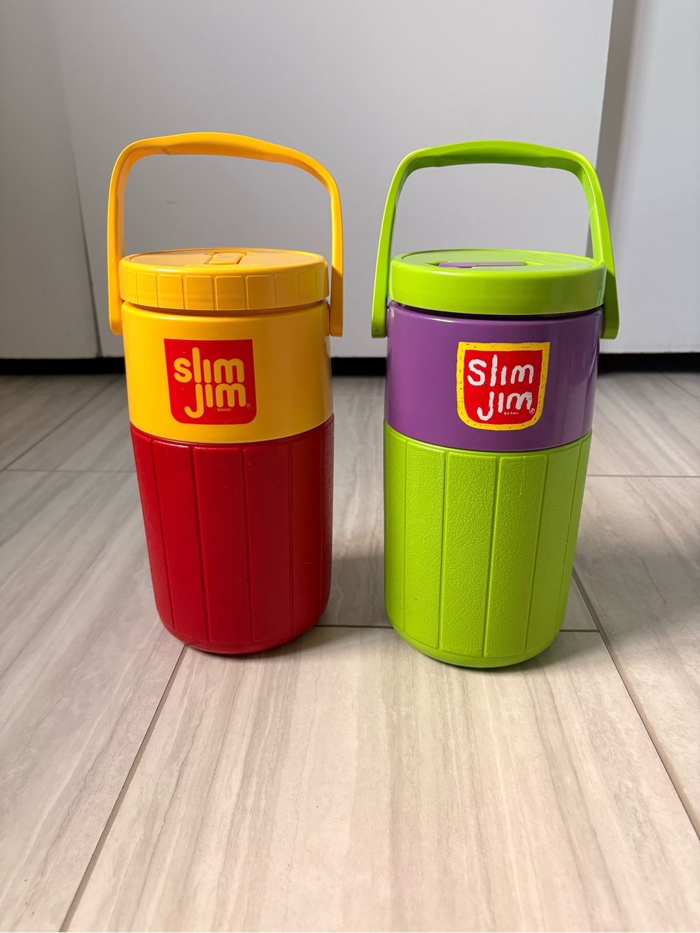 Coleman Slim Jim Red & Yellow and Green & Purple Insulated Jugs (Pair)